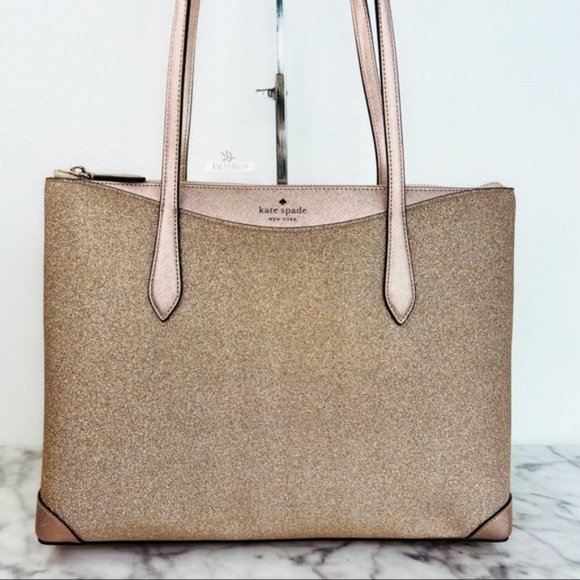 Kate Spade Shimmy Lola Greta Joeley Glitter Large Tote Shoulder Bag Rose… - Picture 2 of 11